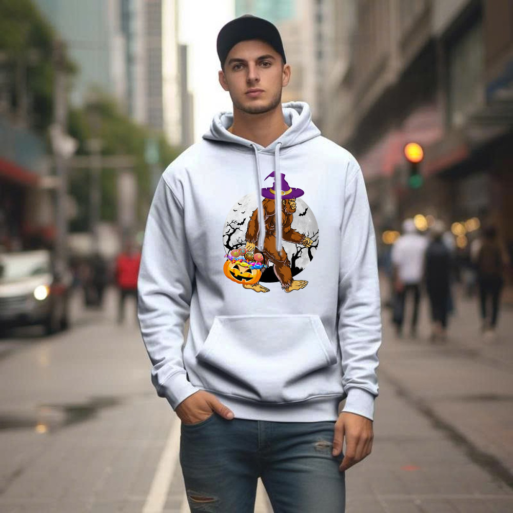 Bigfoot With Moon Halloween Shirt Funny Animal Holiday Hoodie Halloween Gift