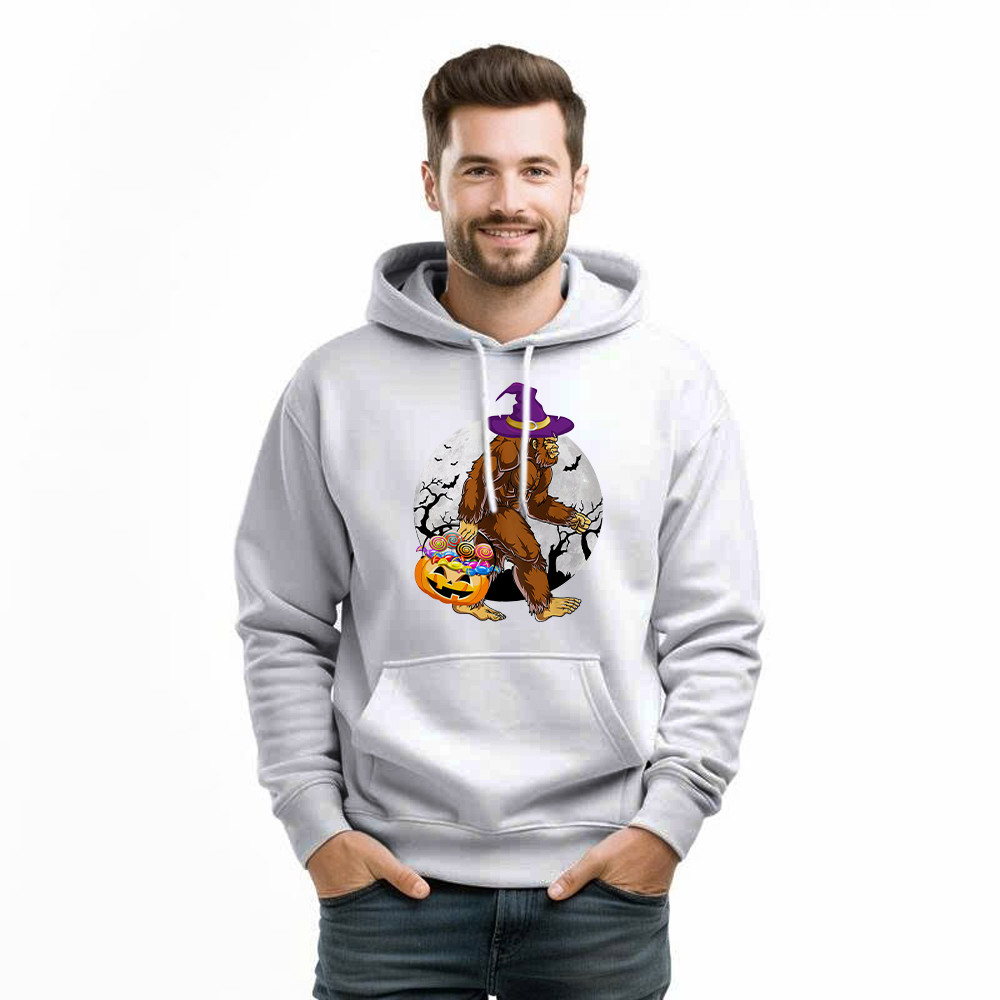 Bigfoot With Moon Halloween Shirt Funny Animal Holiday Hoodie Halloween Gift