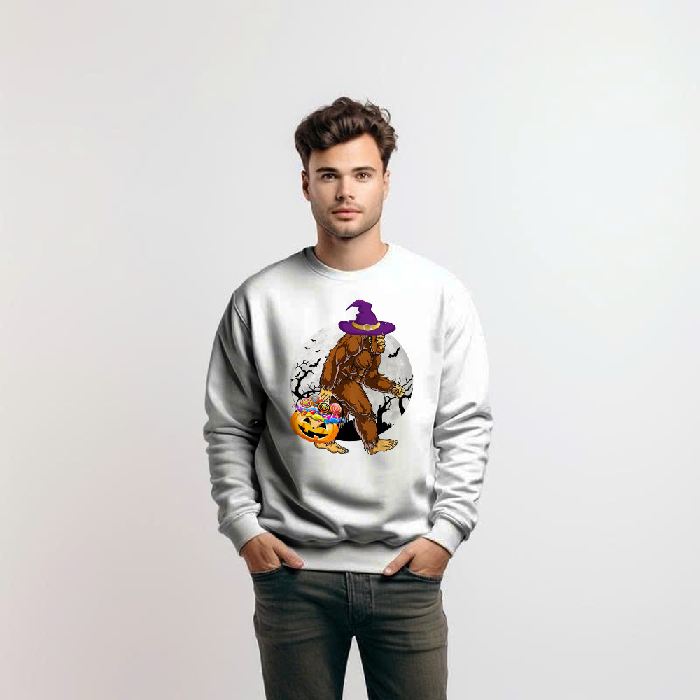 Bigfoot With Moon Halloween Shirt Funny Animal Holiday Sweatshirt Halloween Gift