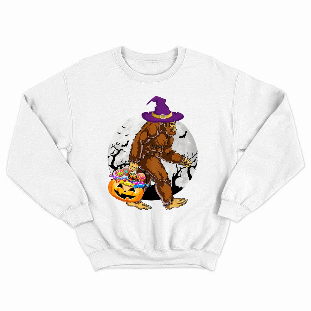 Bigfoot With Moon Halloween Shirt Funny Animal Holiday Sweatshirt Halloween Gift