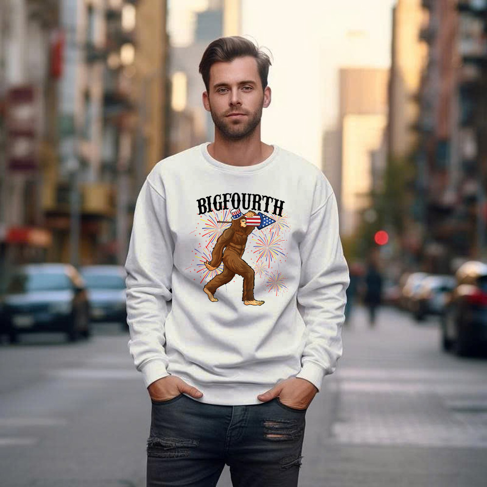 Bigfourth Shirt Bigfoot Lovers Fourth Of July Sweatshirt Patriotic Gift For Him
