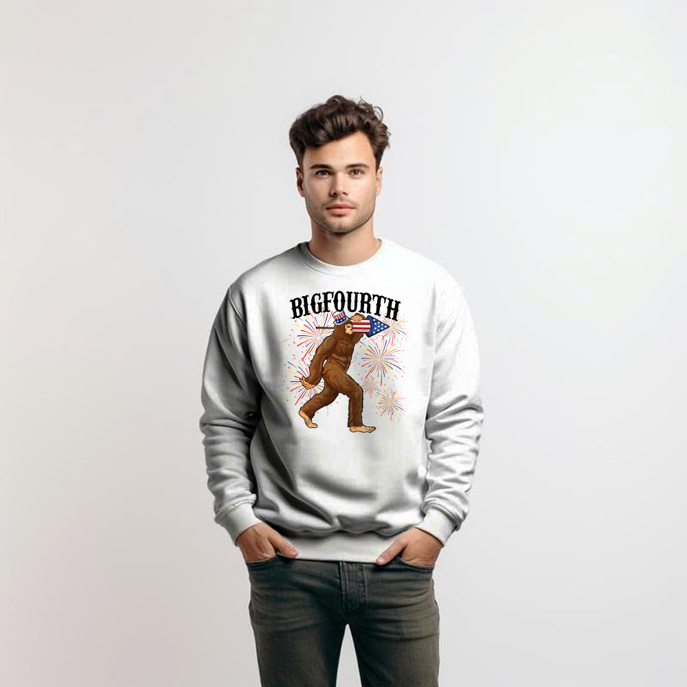 Bigfourth Shirt Bigfoot Lovers Fourth Of July Sweatshirt Patriotic Gift For Him