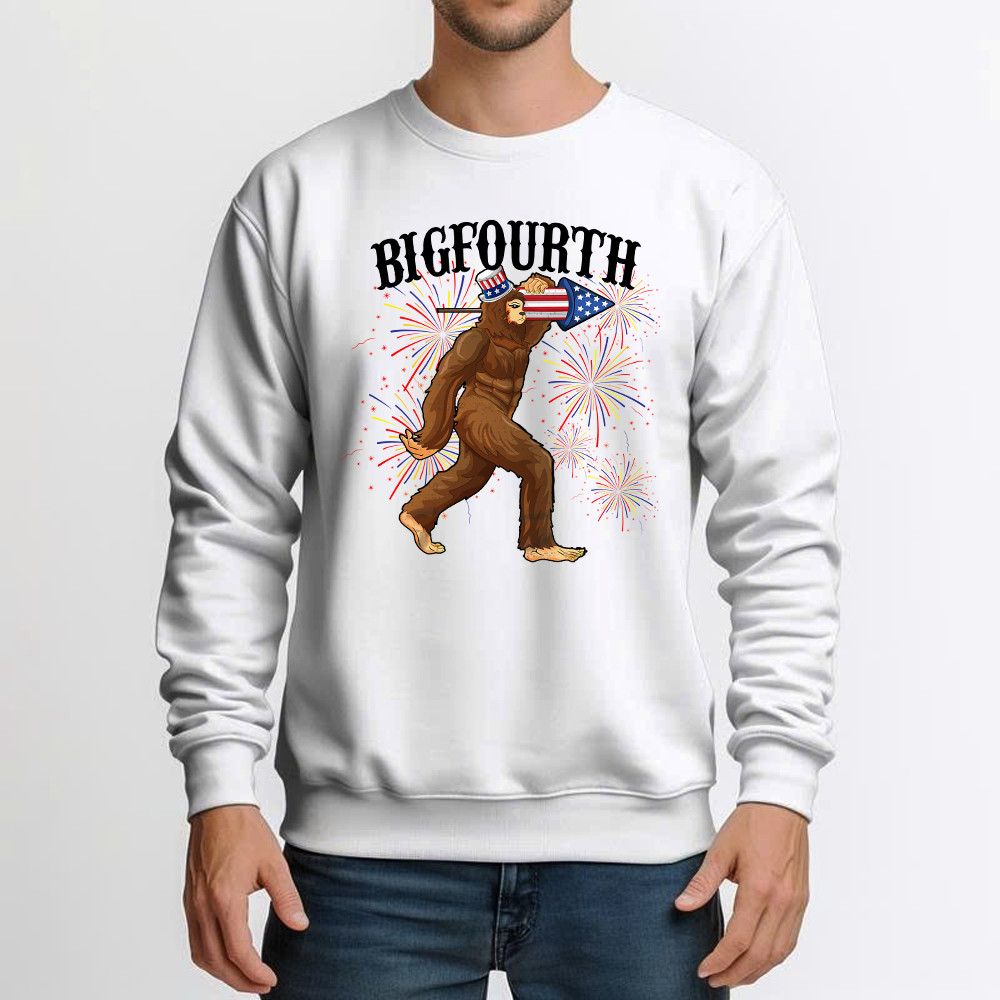 Bigfourth Shirt Bigfoot Lovers Fourth Of July Sweatshirt Patriotic Gift For Him