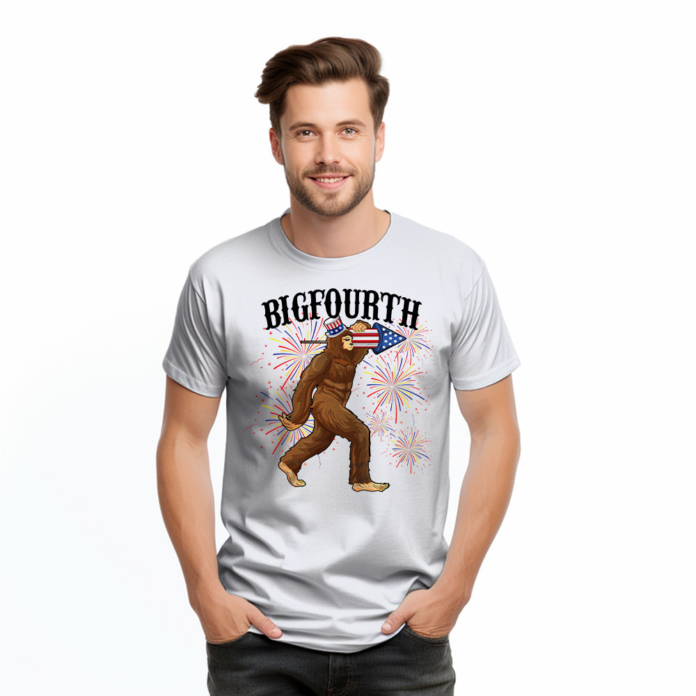 Bigfourth Shirt Bigfoot Lovers Fourth Of July T-Shirt Patriotic Gift For Him