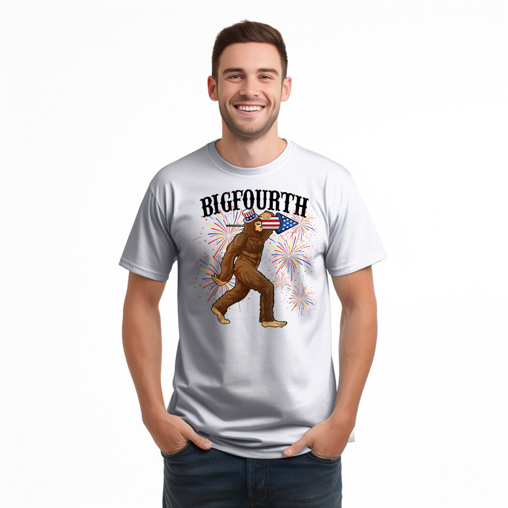 Bigfourth Shirt Bigfoot Lovers Fourth Of July T-Shirt Patriotic Gift For Him