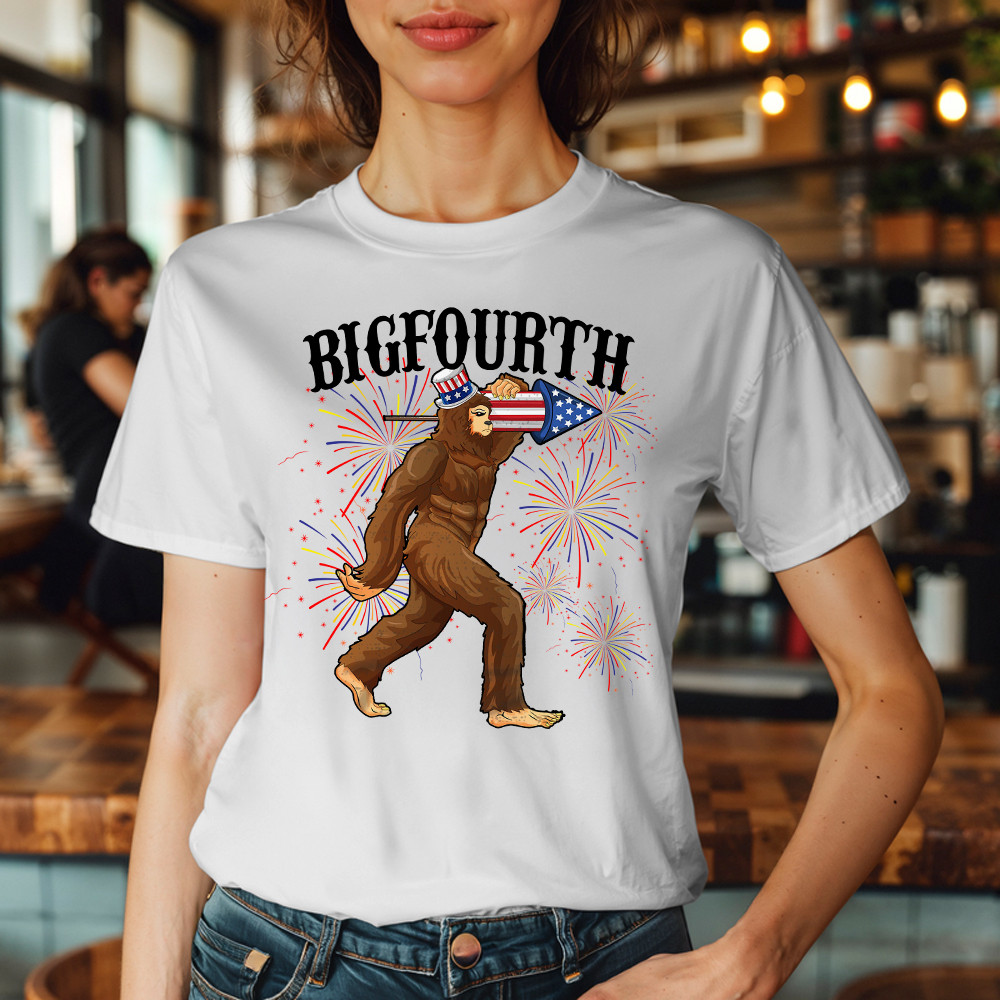 Bigfourth Shirt Bigfoot Lovers Fourth Of July T-Shirt Patriotic Gift For Him