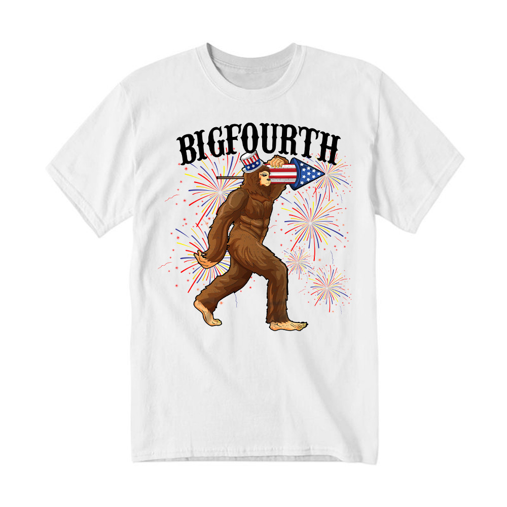 Bigfourth Shirt Bigfoot Lovers Fourth Of July T-Shirt Patriotic Gift For Him
