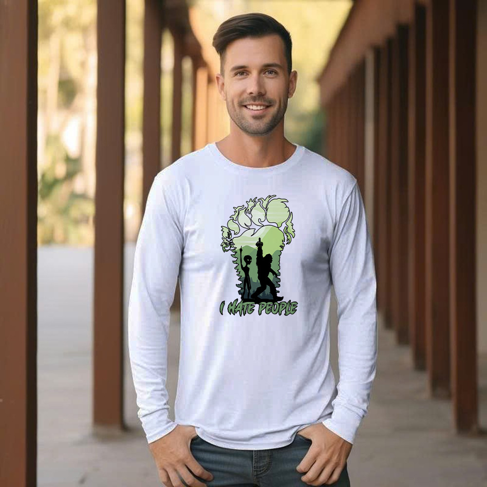 I Hate People Shirt Bigfoot Alien Graphic Long Sleeve Shirt Gifts For Sibling