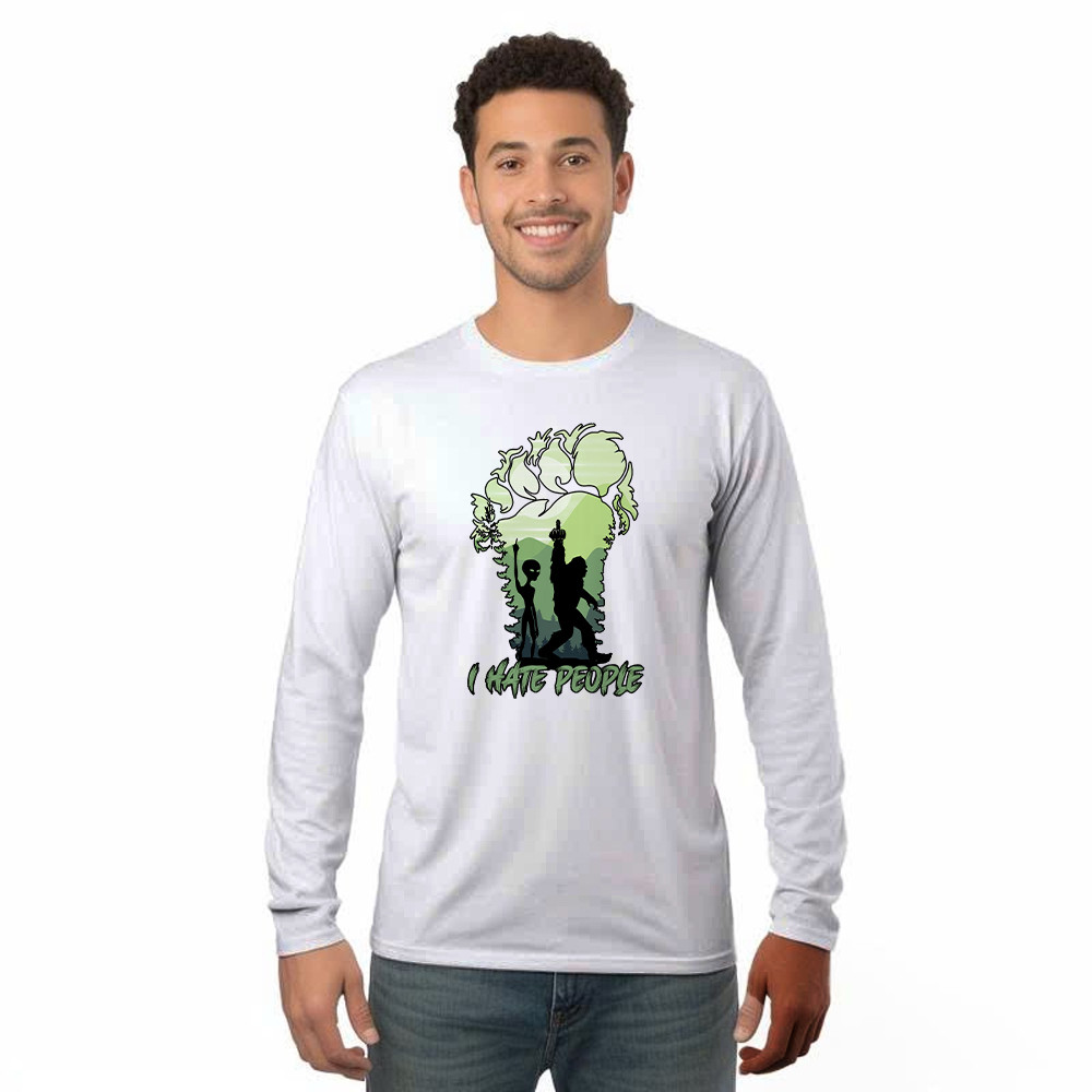 I Hate People Shirt Bigfoot Alien Graphic Long Sleeve Shirt Gifts For Sibling