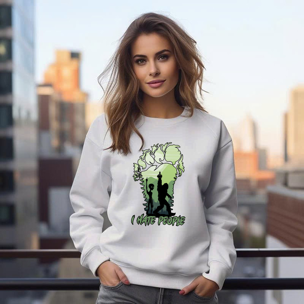I Hate People Shirt Bigfoot Alien Graphic Sweatshirt Gifts For Sibling