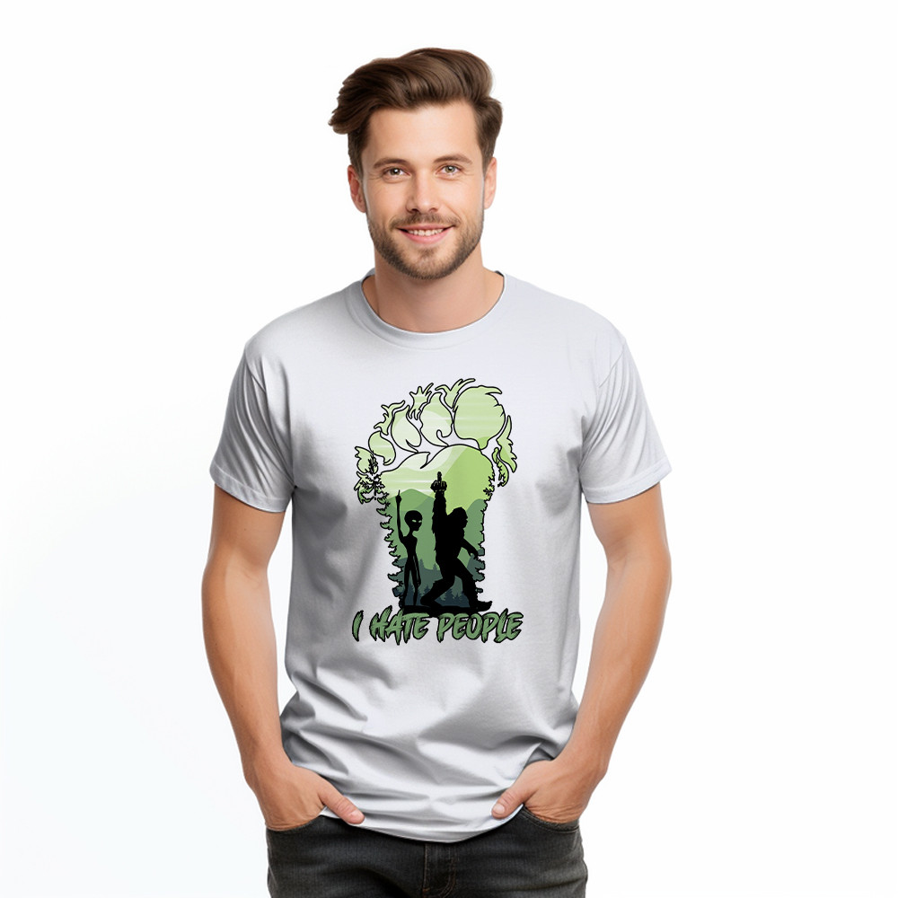 I Hate People Shirt Bigfoot Alien Graphic T-Shirt Gifts For Sibling