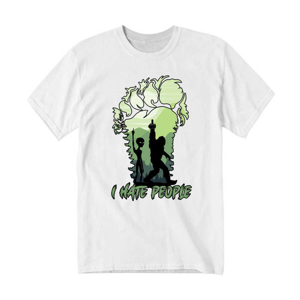 I Hate People Shirt Bigfoot Alien Graphic T-Shirt Gifts For Sibling