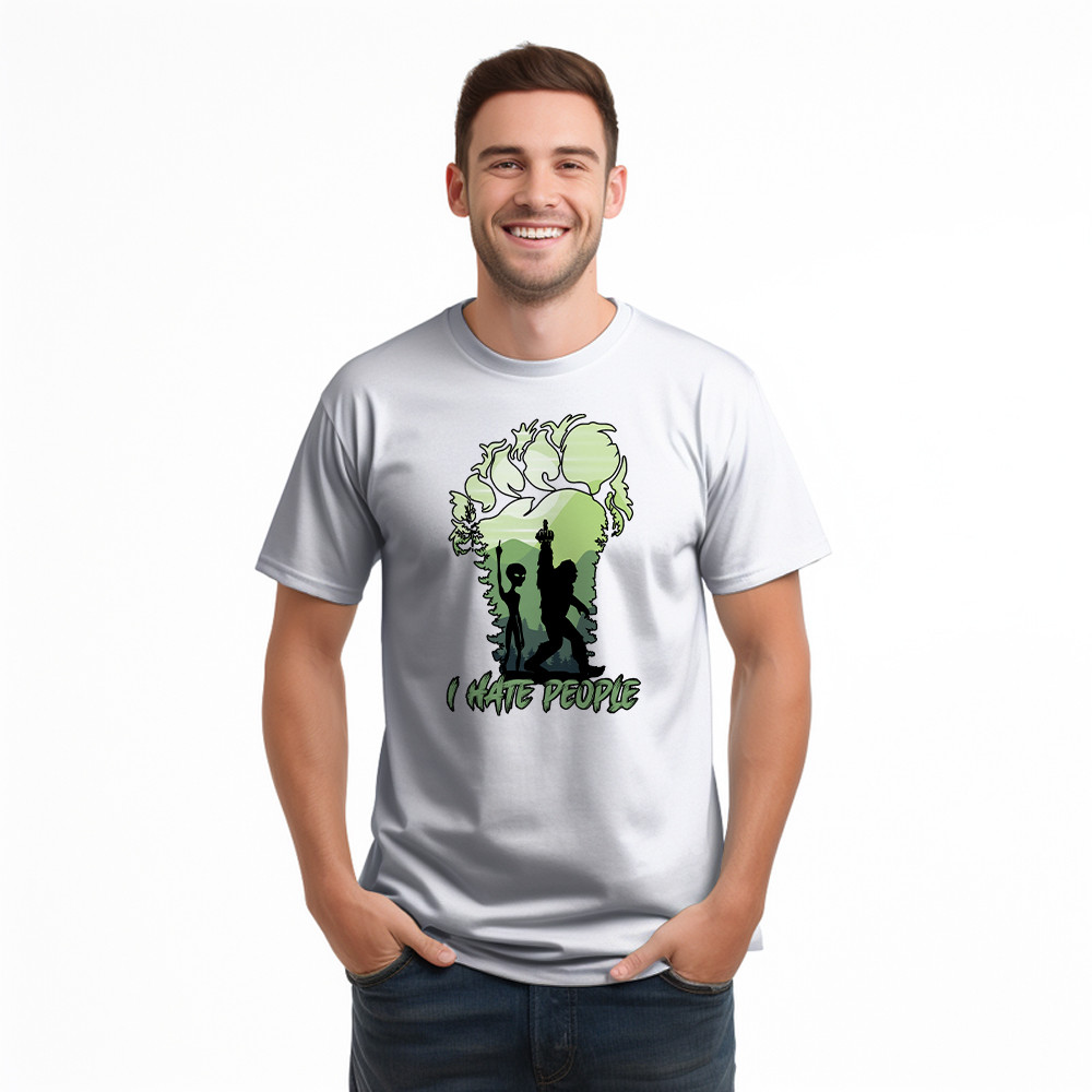 I Hate People Shirt Bigfoot Alien Graphic T-Shirt Gifts For Sibling