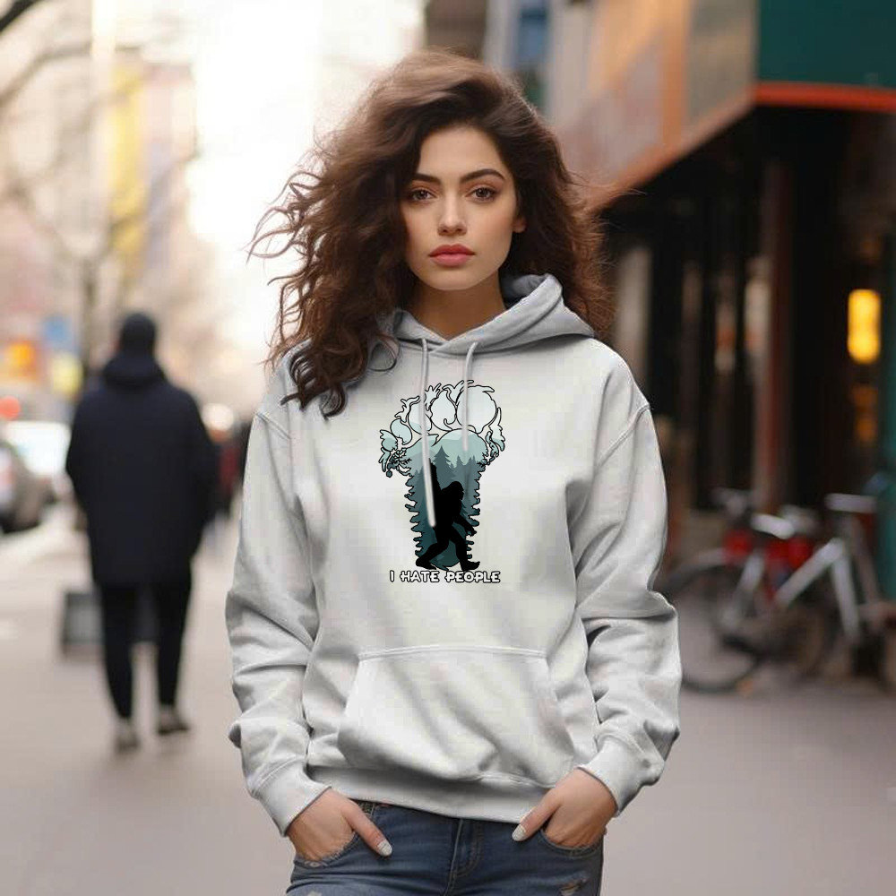 I Hate People Shirt Bigfoot Footprint Graphic Hoodie Fun Gift For Friend