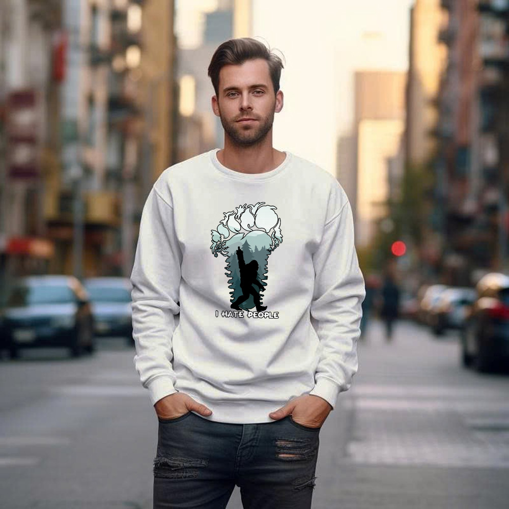 I Hate People Shirt Bigfoot Footprint Graphic Sweatshirt Fun Gift For Friend