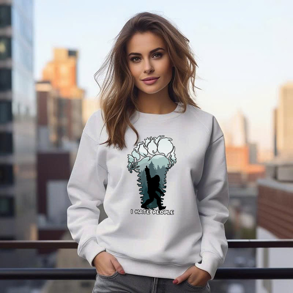 I Hate People Shirt Bigfoot Footprint Graphic Sweatshirt Fun Gift For Friend