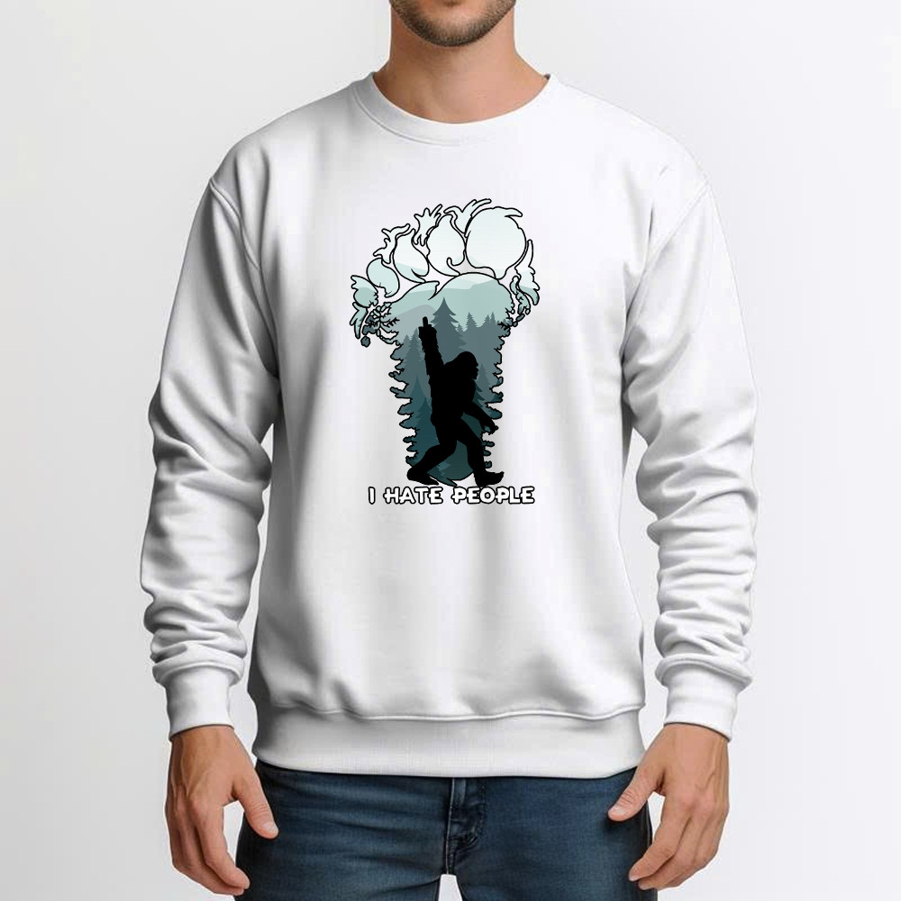 I Hate People Shirt Bigfoot Footprint Graphic Sweatshirt Fun Gift For Friend