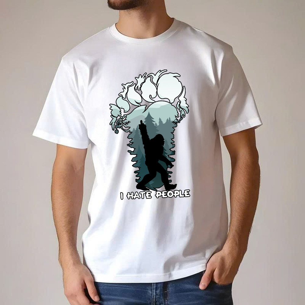 I Hate People Shirt Bigfoot Footprint Graphic T-Shirt Fun Gift For Friend