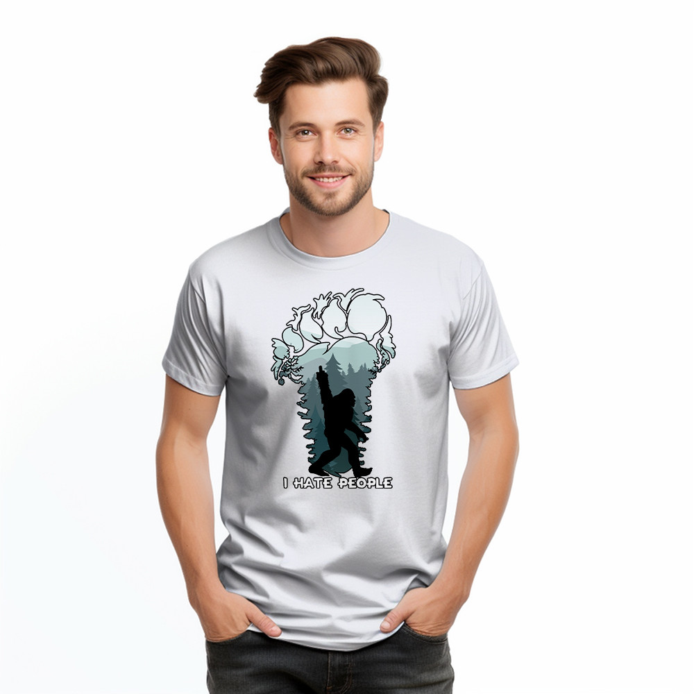 I Hate People Shirt Bigfoot Footprint Graphic T-Shirt Fun Gift For Friend