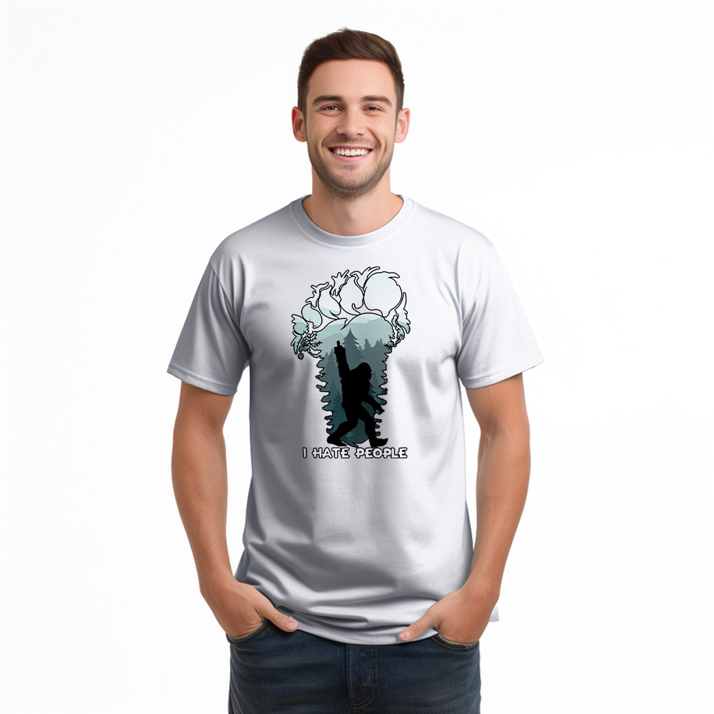 I Hate People Shirt Bigfoot Footprint Graphic T-Shirt Fun Gift For Friend