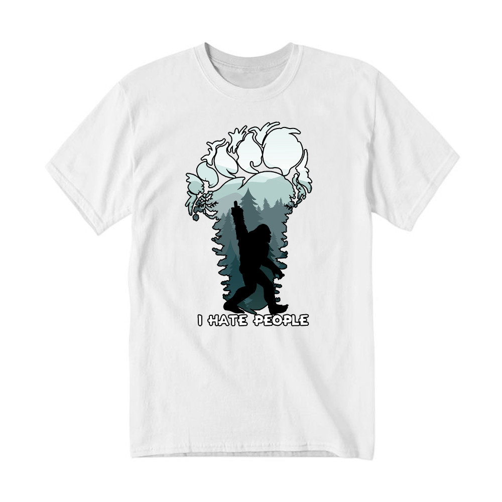 I Hate People Shirt Bigfoot Footprint Graphic T-Shirt Fun Gift For Friend