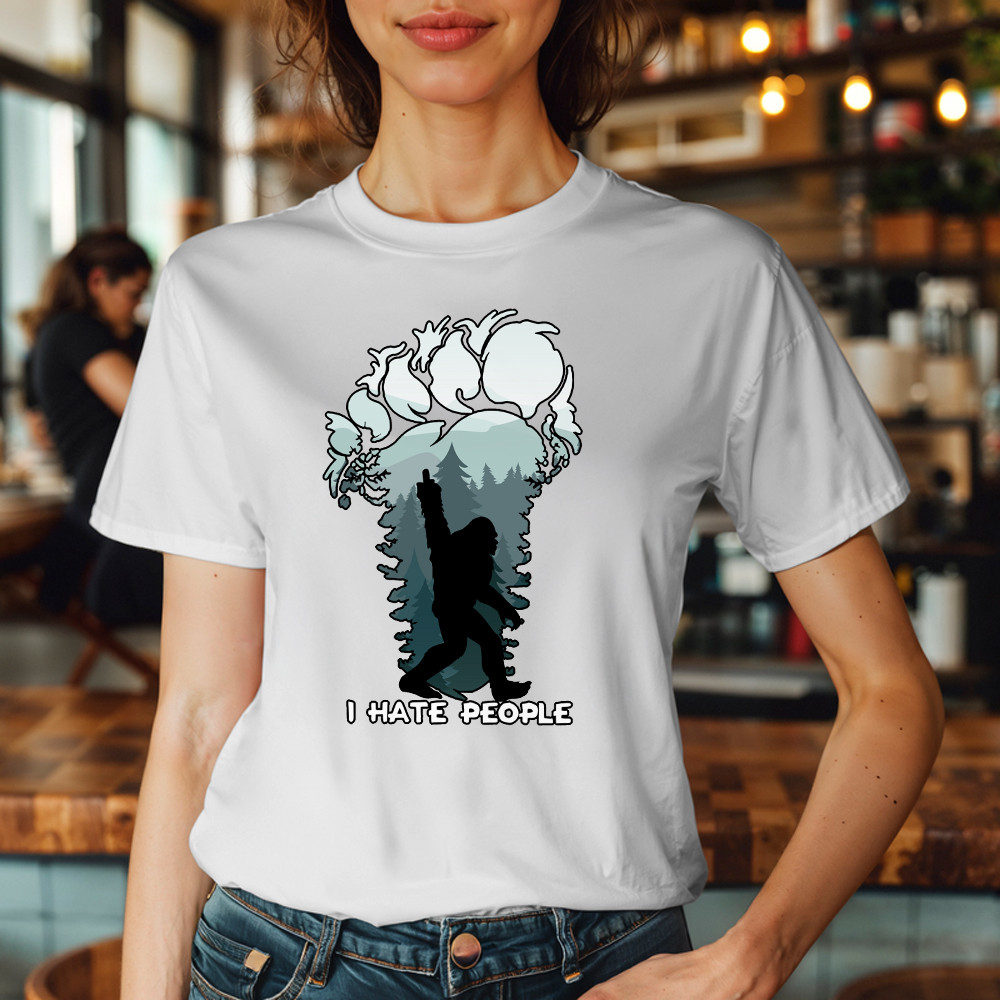 I Hate People Shirt Bigfoot Footprint Graphic T-Shirt Fun Gift For Friend